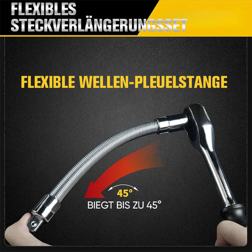 TYIIPLUS™ Flexibles Steckschlüssel-Verlängerungsset – Biegsame Ratschenschlüsselverlängerungen für enge Stellen, Kfz-Reparaturset aus CR-V-Stahl