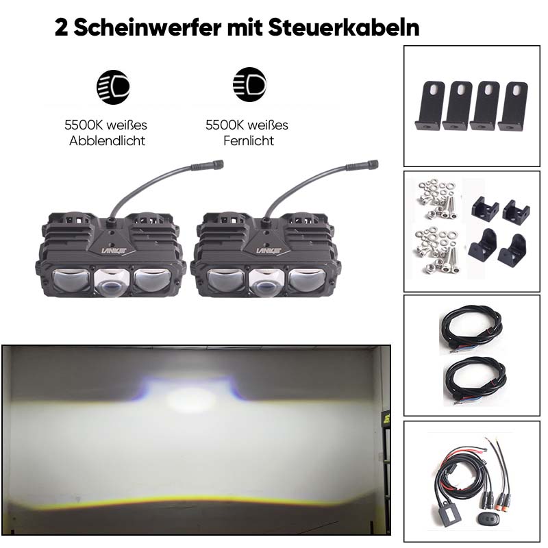 TyiiPlus 75W LED-Fahrscheinwerfer – Superheller Wasserdichter 5500K-Autoscheinwerfer