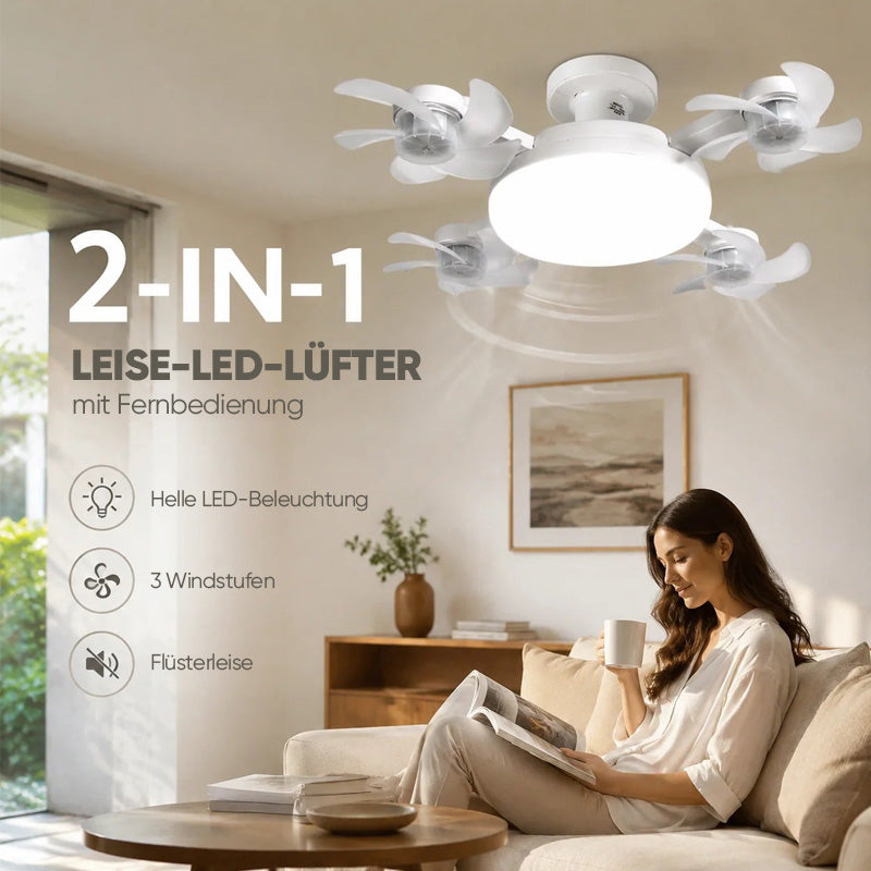 🌀E27-Fassung Deckenventilator mit Leuchte – 2-in-1 LED-Leuchte & leiser Ventilator mit Fernbedienung