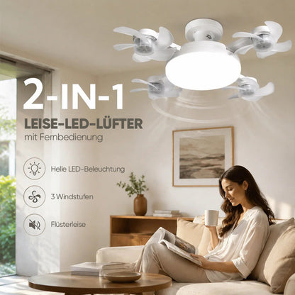 🌀E27-Fassung Deckenventilator mit Leuchte – 2-in-1 LED-Leuchte & leiser Ventilator mit Fernbedienung