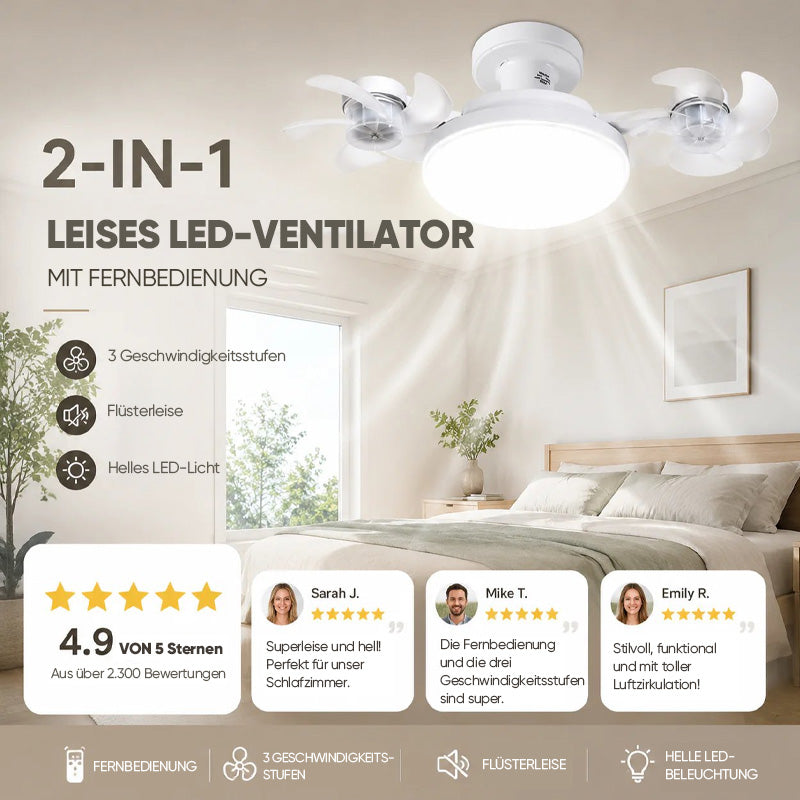 🌀E27-Fassung Deckenventilator mit Leuchte – 2-in-1 LED-Leuchte & leiser Ventilator mit Fernbedienung