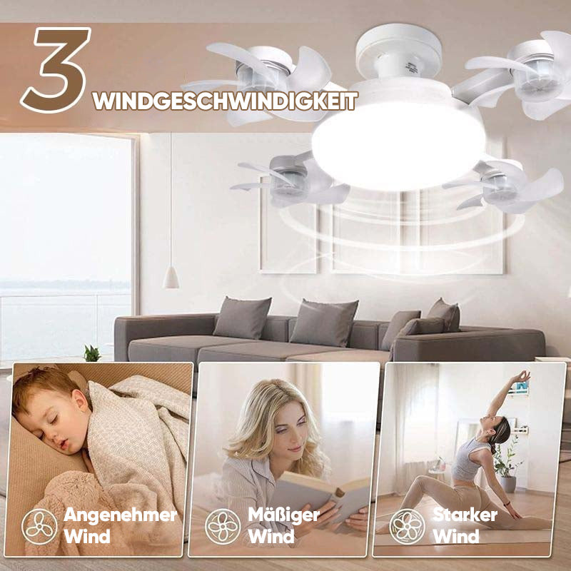 🌀E27-Fassung Deckenventilator mit Leuchte – 2-in-1 LED-Leuchte & leiser Ventilator mit Fernbedienung