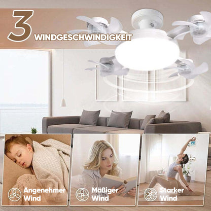🌀E27-Fassung Deckenventilator mit Leuchte – 2-in-1 LED-Leuchte & leiser Ventilator mit Fernbedienung