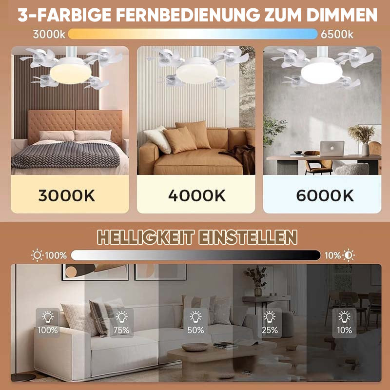 🌀E27-Fassung Deckenventilator mit Leuchte – 2-in-1 LED-Leuchte & leiser Ventilator mit Fernbedienung