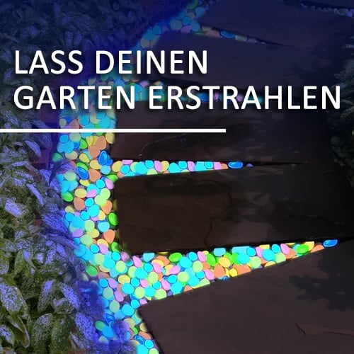 Leuchtende Gartensteine im Dunkeln