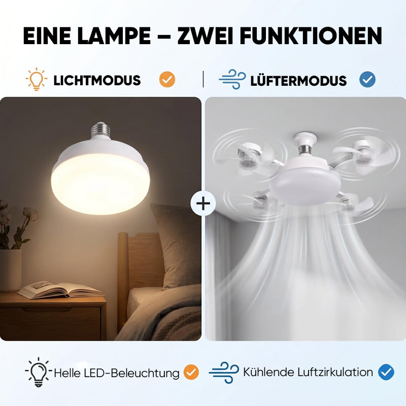 🌀E27-Fassung Deckenventilator mit Leuchte – 2-in-1 LED-Leuchte & leiser Ventilator mit Fernbedienung