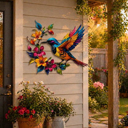 Wandbild "Kolibri in voller Blüte" aus Metall