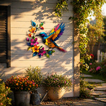 Wandbild "Kolibri in voller Blüte" aus Metall