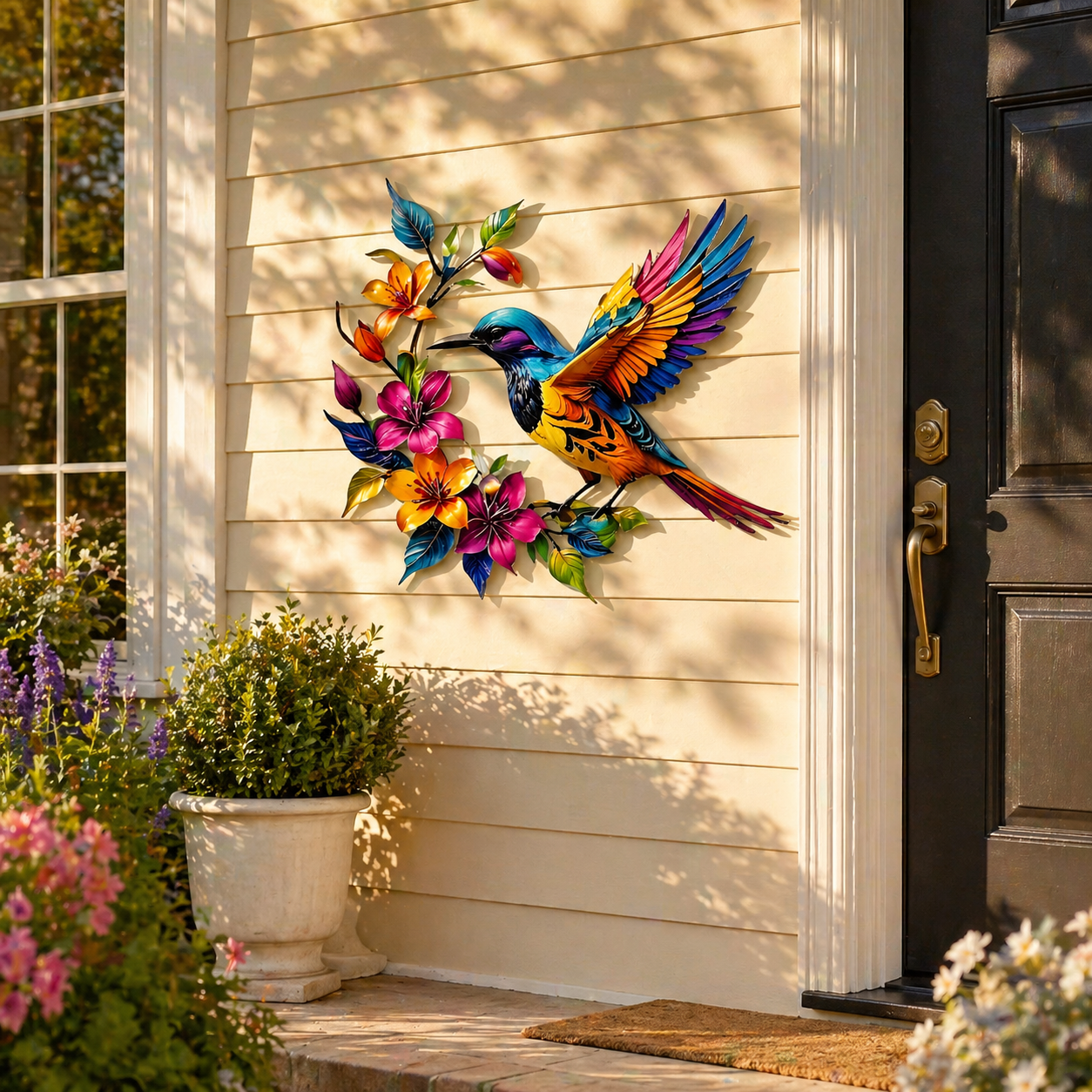Wandbild "Kolibri in voller Blüte" aus Metall