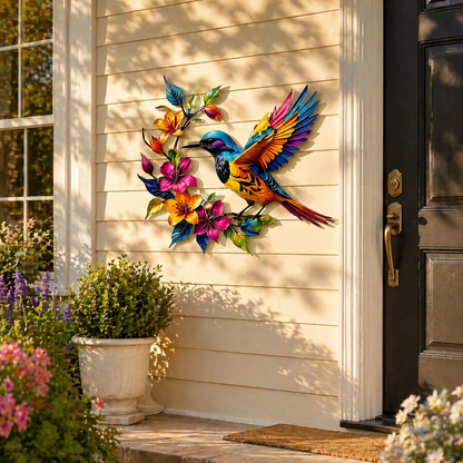 Wandbild "Kolibri in voller Blüte" aus Metall