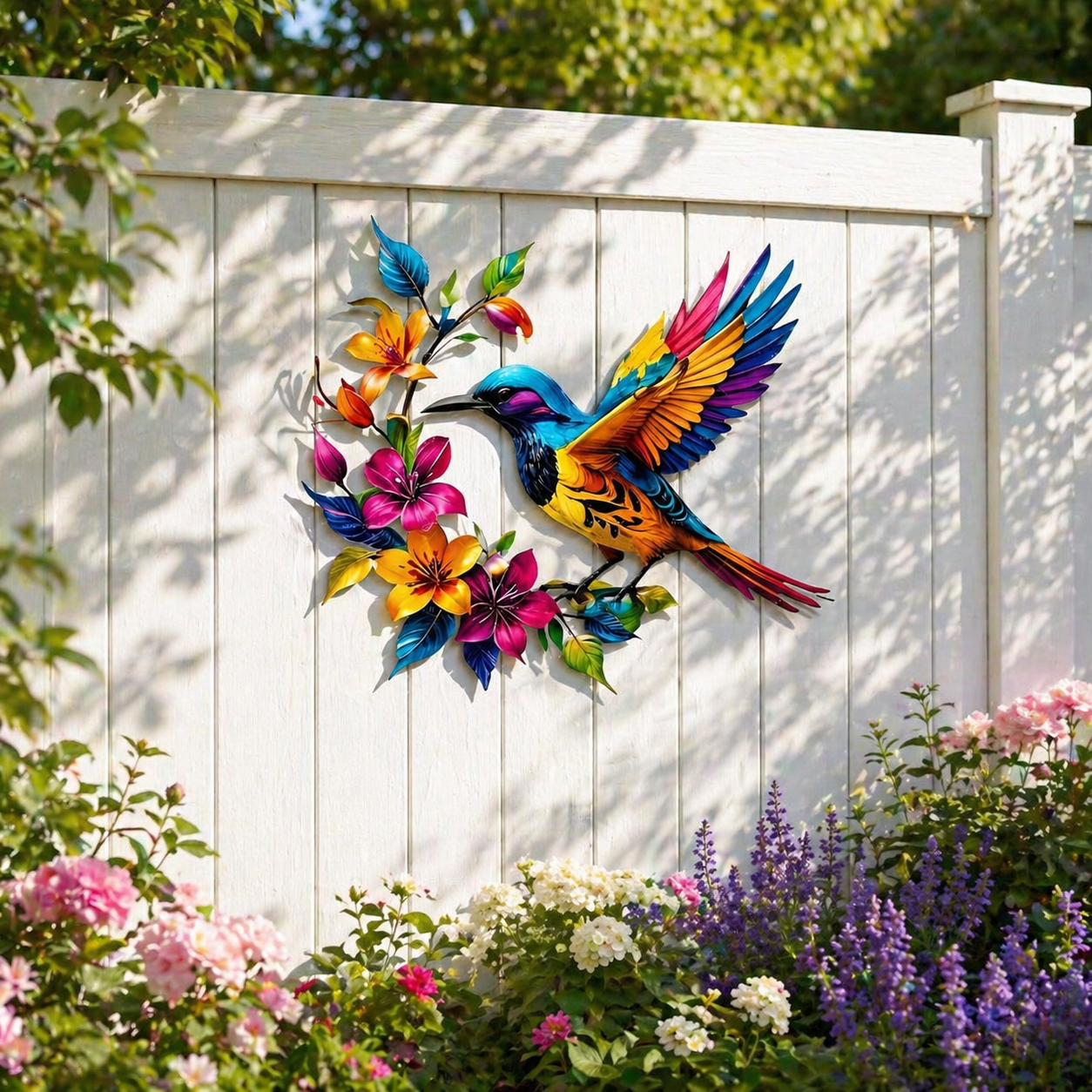 Wandbild "Kolibri in voller Blüte" aus Metall