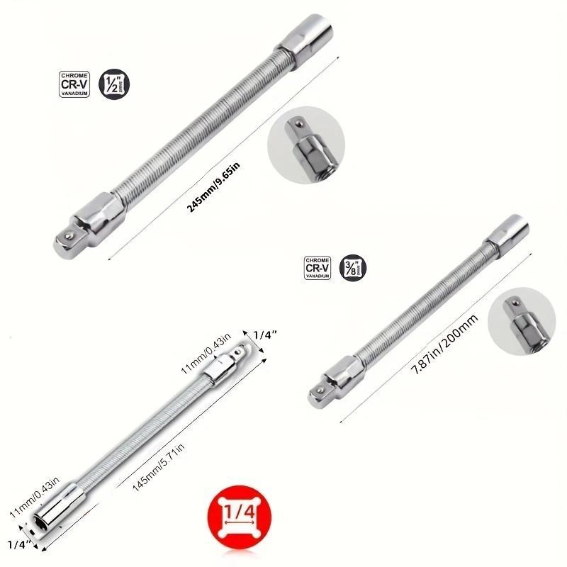 TYIIPLUS™ Flexibles Steckschlüssel-Verlängerungsset – Biegsame Ratschenschlüsselverlängerungen für enge Stellen, Kfz-Reparaturset aus CR-V-Stahl