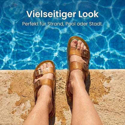Rutschfeste, dicksohlige, stylische Sandalen