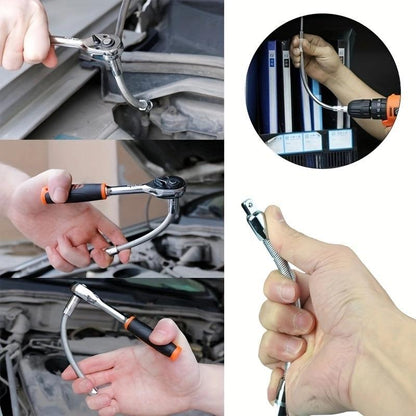 TYIIPLUS™ Flexibles Steckschlüssel-Verlängerungsset – Biegsame Ratschenschlüsselverlängerungen für enge Stellen, Kfz-Reparaturset aus CR-V-Stahl