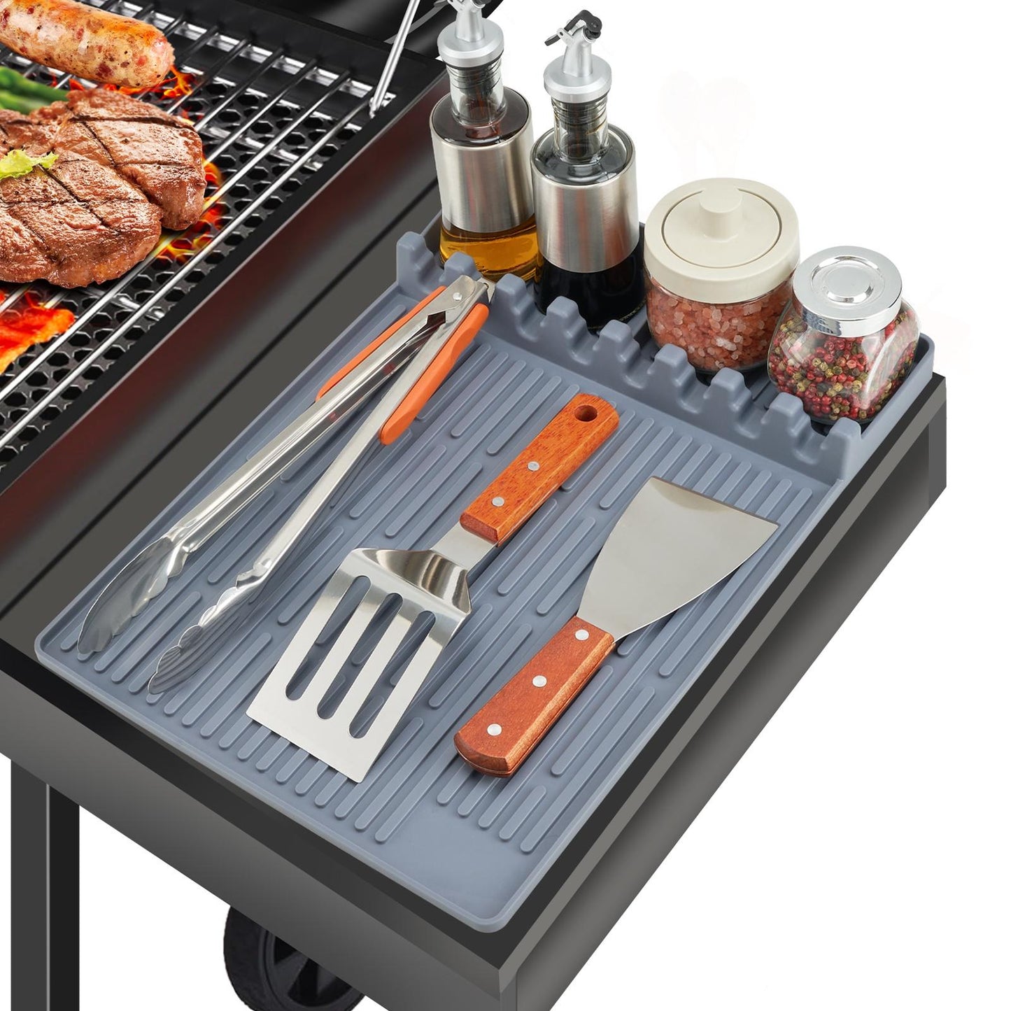 TYIIPLUS™ Silikon-Grillmatte für die Grill-Ablage – Hitzebeständiger BBQ-Werkzeug-Organizer