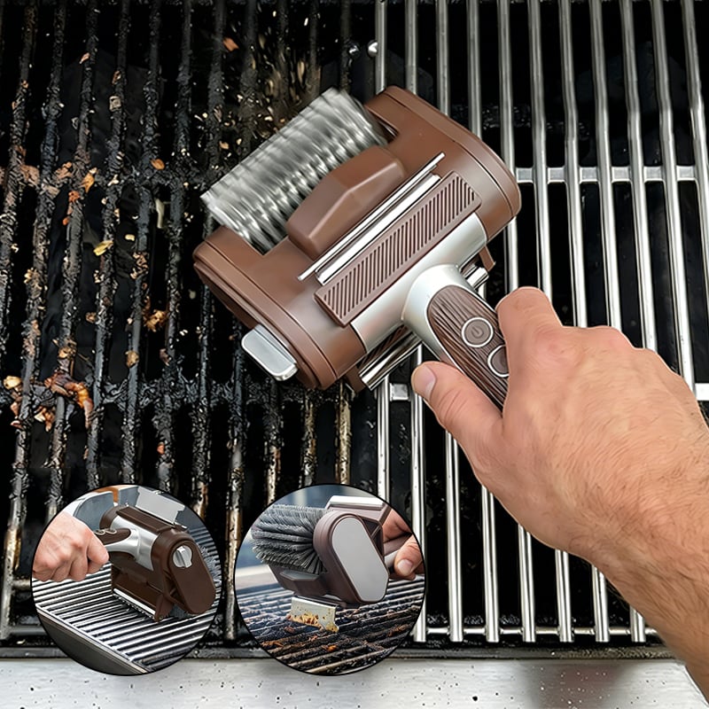 LED-Illuminated Electric Grill Brush