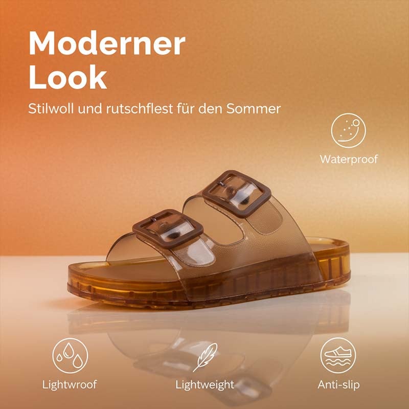 Rutschfeste, dicksohlige, stylische Sandalen