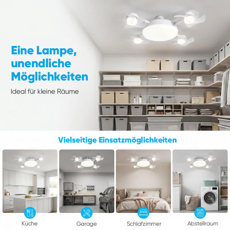 🌀E27-Fassung Deckenventilator mit Leuchte – 2-in-1 LED-Leuchte & leiser Ventilator mit Fernbedienung
