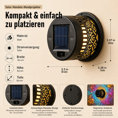 Solar-Mandala-Wandleuchte für den Außenbereich, Garten- und Zaunprojektorlampe, Terrassen-Ambiente-Dekoration