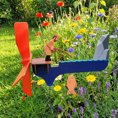🎣 Angler Windspiel Gartendeko
