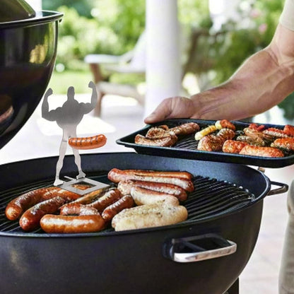 Lustiger Edelstahl-Würstchen-Grillhalter – Muskelmann BBQ-Ständer