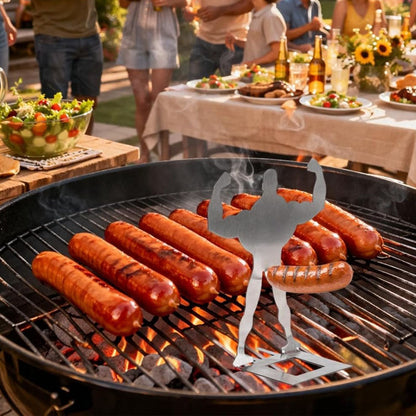 Lustiger Edelstahl-Würstchen-Grillhalter – Muskelmann BBQ-Ständer