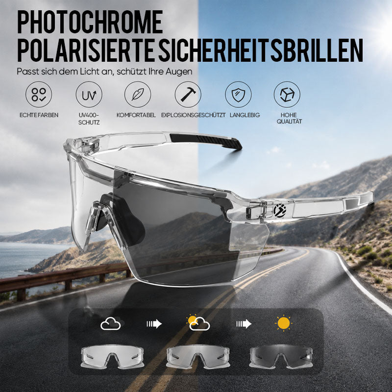 ☀️ UV400 Photochrome Polarisierte Schutzbrille – 🥇 Stoßfeste Schutzbrille für Outdoor-Sport und Arbeit
