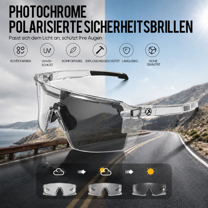 ☀️ UV400 Photochrome Polarisierte Schutzbrille – 🥇 Stoßfeste Schutzbrille für Outdoor-Sport und Arbeit