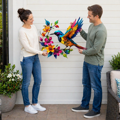 Wandbild "Kolibri in voller Blüte" aus Metall