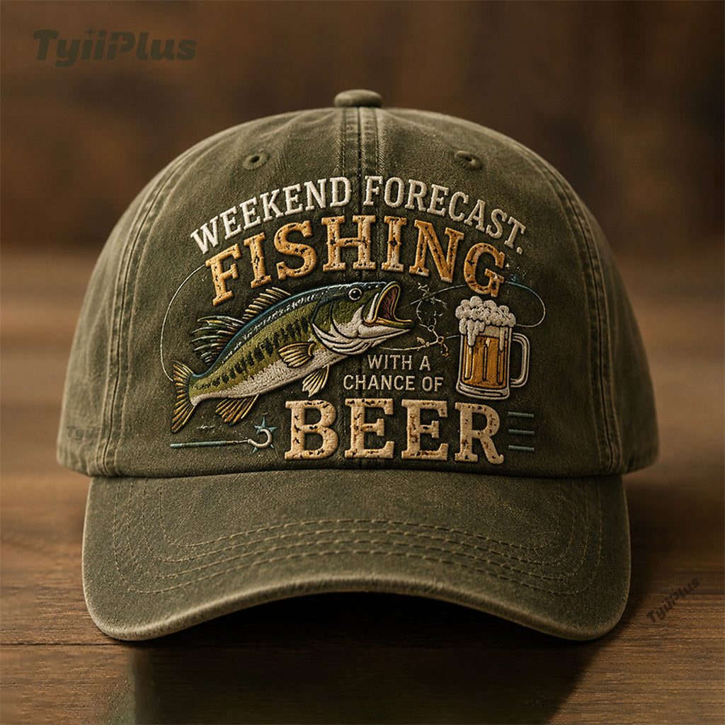 Wochenendprognose: Angeln mit hoher Bierwahrscheinlichkeit – Vintage Dad Cap für Angler