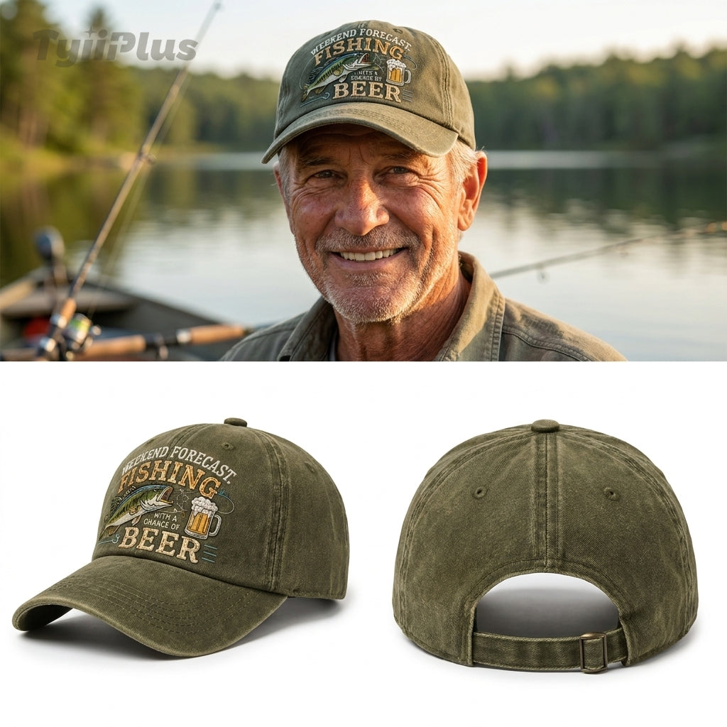 Wochenendprognose: Angeln mit hoher Bierwahrscheinlichkeit – Vintage Dad Cap für Angler