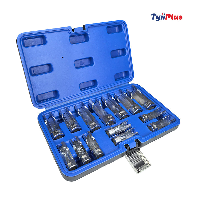 Tyiiplus™ 14-teiliges Diesel-Einspritzdüsen-Kraftstoffleitungs-Steckschlüsselset – 8-22 mm Bördelmuttern-Steckschlüssel