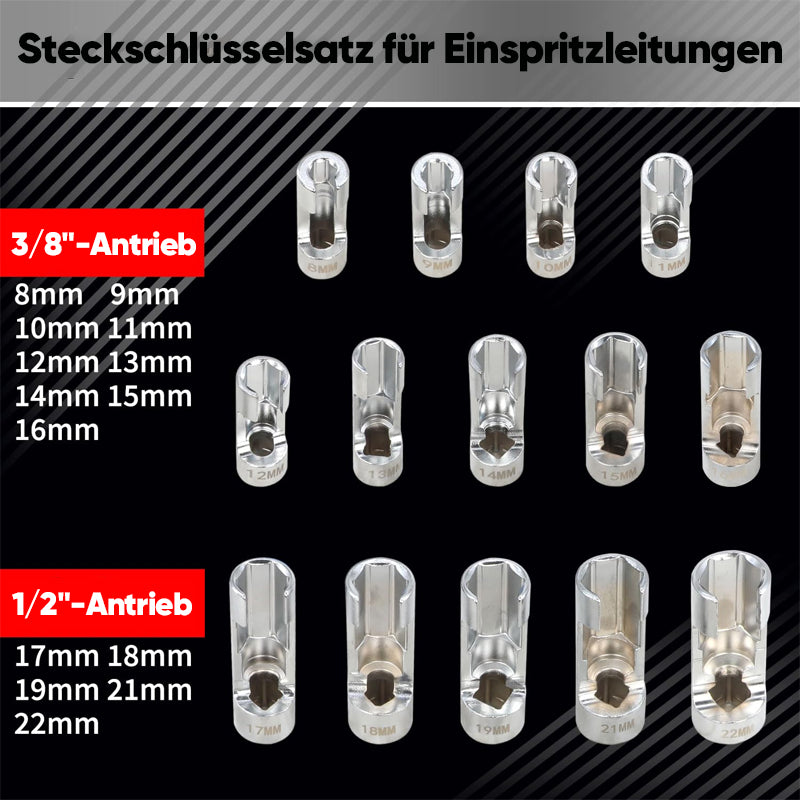 Tyiiplus™ 14-teiliges Diesel-Einspritzdüsen-Kraftstoffleitungs-Steckschlüsselset – 8-22 mm Bördelmuttern-Steckschlüssel