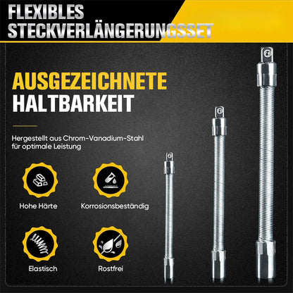 TYIIPLUS™ Flexibles Steckschlüssel-Verlängerungsset – Biegsame Ratschenschlüsselverlängerungen für enge Stellen, Kfz-Reparaturset aus CR-V-Stahl