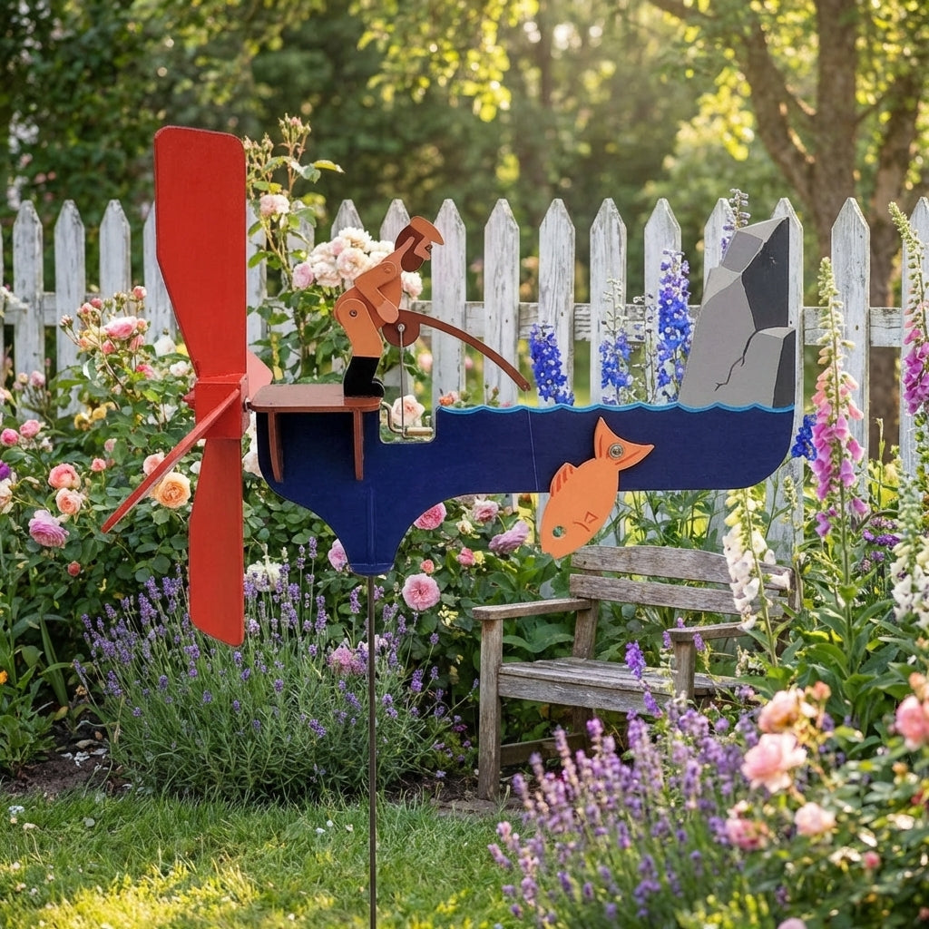 🎣 Angler Windspiel Gartendeko