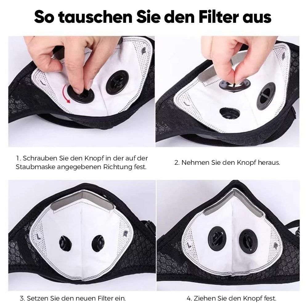 Wiederverwendbare Staubmaske mit Kohlefilter – Entwickelt für einen aktiven Lebensstil