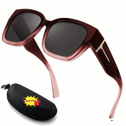 🕶️ Polarisierte Überbrille für Damen – UV400-Schutz, floral gerahmte Überbrille mit Korrektionsgläsern