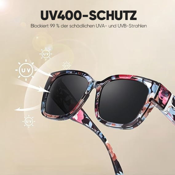 🕶️ Polarisierte Überbrille für Damen – UV400-Schutz, floral gerahmte Überbrille mit Korrektionsgläsern