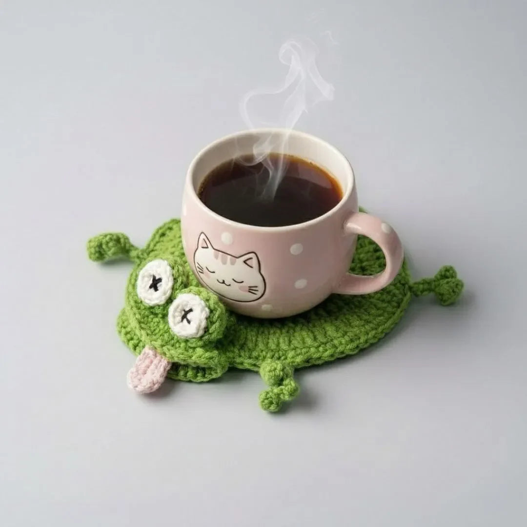 ☕Lustiger gehäkelter Untersetzer mit Eidechsenmotiv