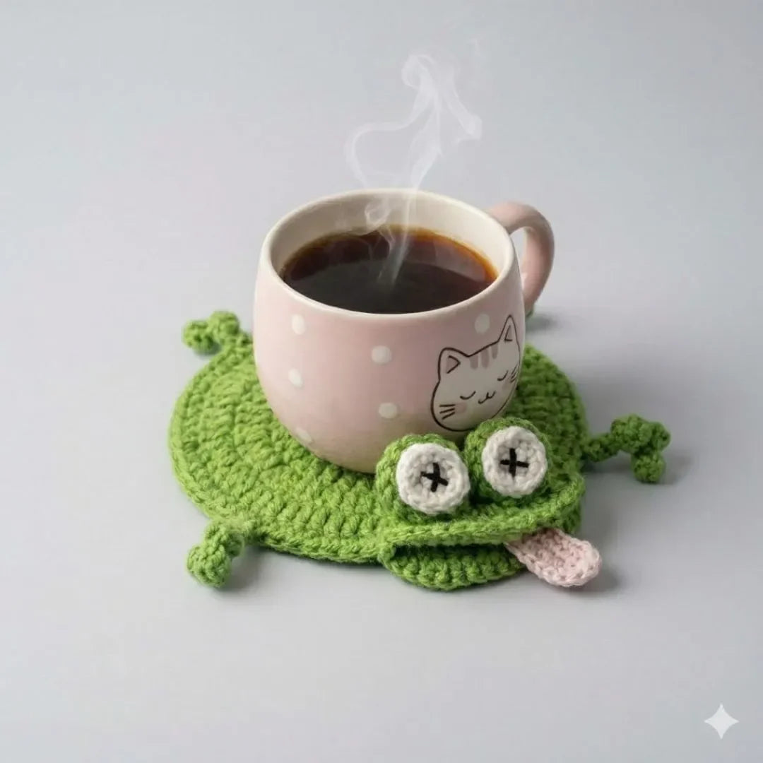 ☕Lustiger gehäkelter Untersetzer mit Eidechsenmotiv