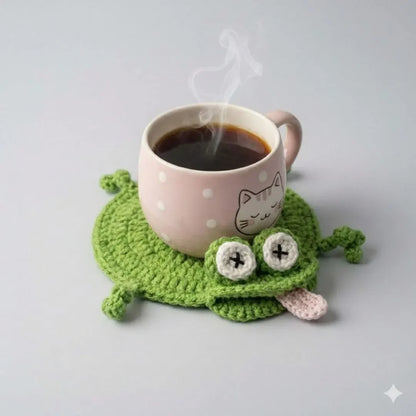 ☕Lustiger gehäkelter Untersetzer mit Eidechsenmotiv