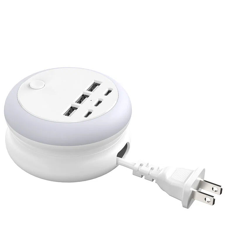 7-in-1 Ultimative Ausziehbare USB-Ladestation mit 8-farbiger Stimmungsbeleuchtung