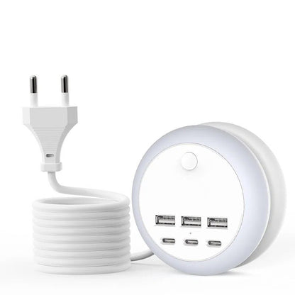 7-in-1 Ultimative Ausziehbare USB-Ladestation mit 8-farbiger Stimmungsbeleuchtung
