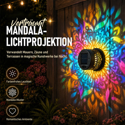 Solar-Mandala-Wandleuchte für den Außenbereich, Garten- und Zaunprojektorlampe, Terrassen-Ambiente-Dekoration