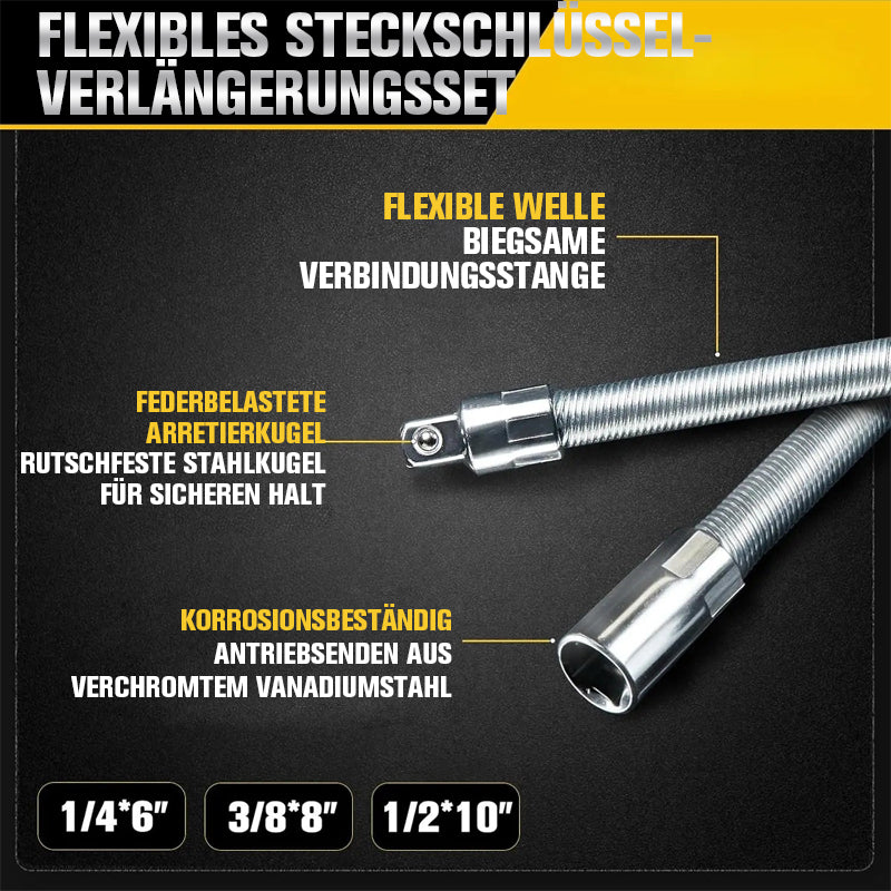 TYIIPLUS™ Flexibles Steckschlüssel-Verlängerungsset – Biegsame Ratschenschlüsselverlängerungen für enge Stellen, Kfz-Reparaturset aus CR-V-Stahl