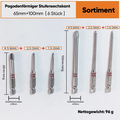 6-teiliges Sechskantschraubendreher-Bit-Set