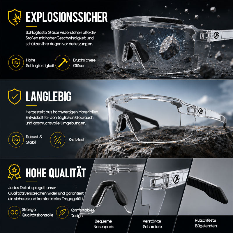 ☀️ UV400 Photochrome Polarisierte Schutzbrille – 🥇 Stoßfeste Schutzbrille für Outdoor-Sport und Arbeit