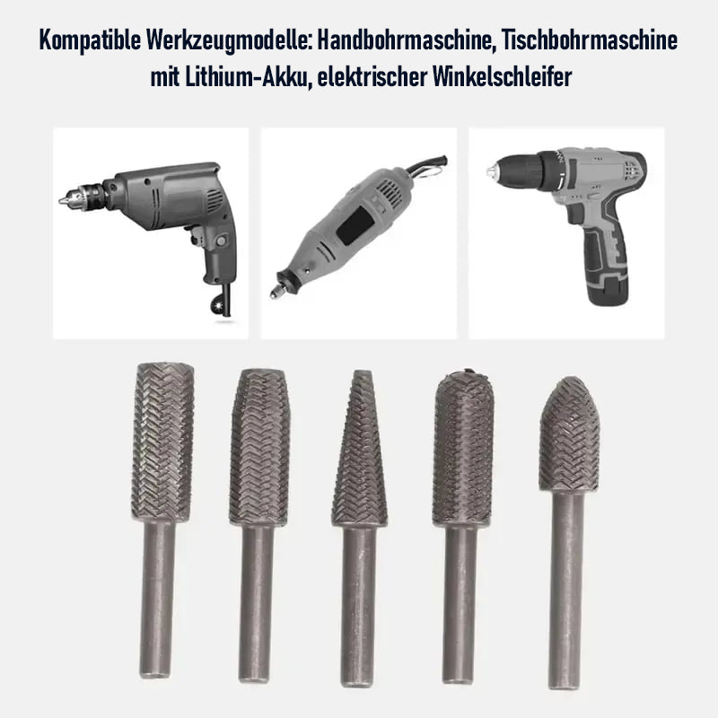 🔥 5-teiliges Feilenset aus Kohlenstoffstahl – Hochgeschwindigkeits-Holzschleif- & Schnitzbits