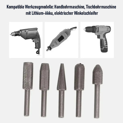 🔥 5-teiliges Feilenset aus Kohlenstoffstahl – Hochgeschwindigkeits-Holzschleif- & Schnitzbits