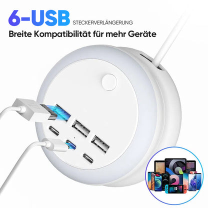 7-in-1 Ultimative Ausziehbare USB-Ladestation mit 8-farbiger Stimmungsbeleuchtung